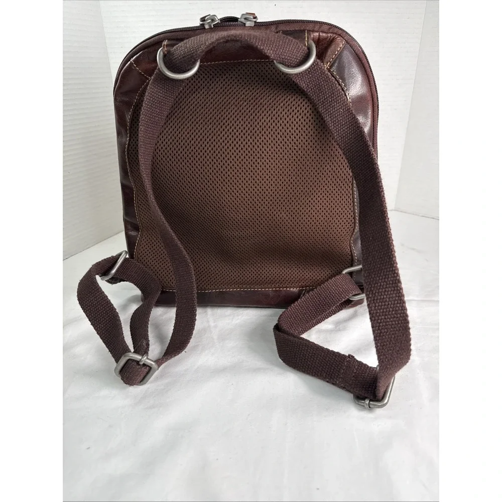 Jack Georges Voyager Small Brown Leather Crossbody Backpack Unisex.